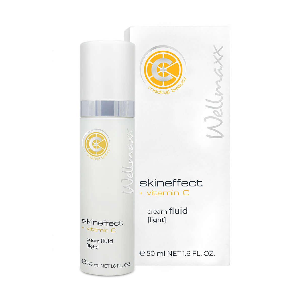 skineffect vitamin C cream fluid light in a 50ml bottle, promoting youthful skin and suitable for combination and dry skin.