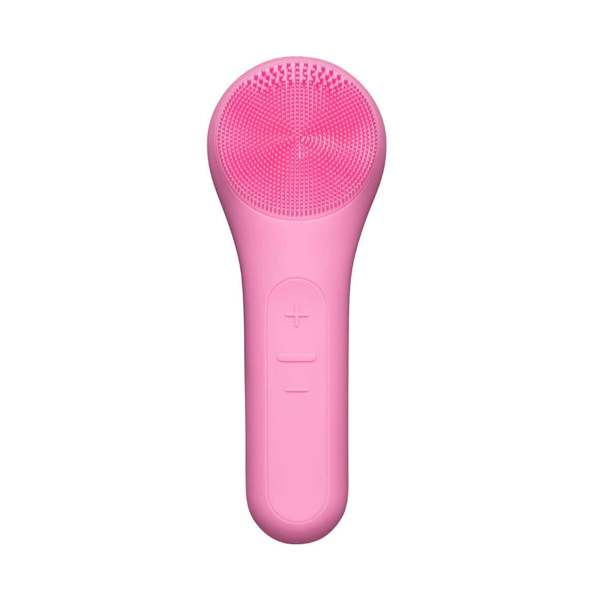 LiFTmee PEEL and CLEAN pink facial cleansing tool with silicone bristles for glowing skin and microcirculation stimulation.