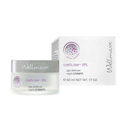 Wellmaxx Cellular Lift Age Defense Night Cream in jar and box for overnight skin rejuvenation, 50ml.