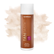 TanTastic Royal Tanning Lotion by Sunmaxx, featuring a 4-fold melanin concentration for an enhanced tanning process.