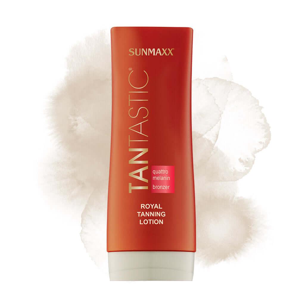 TanTastic Royal Tanning Lotion, enriched with 4x melanin for maximum tanning, moisturizing and anti-aging benefits.