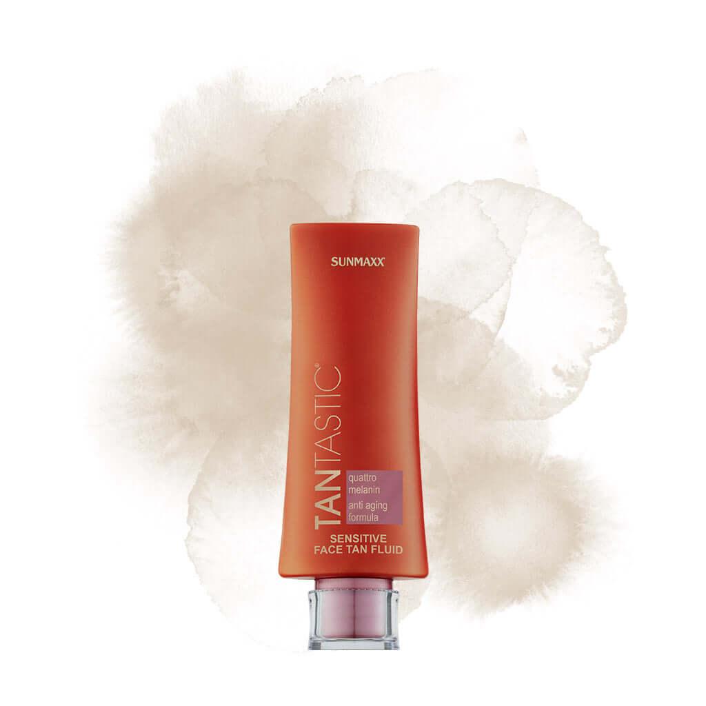TanTastic Sensitive Face Tan Fluid for delicate skin with antioxidant vitamins A, C, E, promotes youthful complexion.