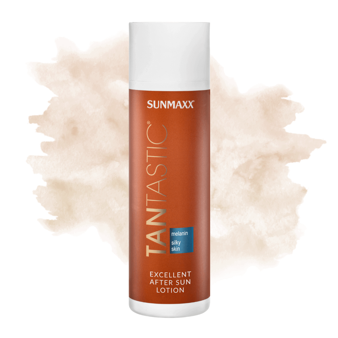 TanTastic Excellent After Sun Lotion bottle with refreshing formula for radiant skin and moisture retention.