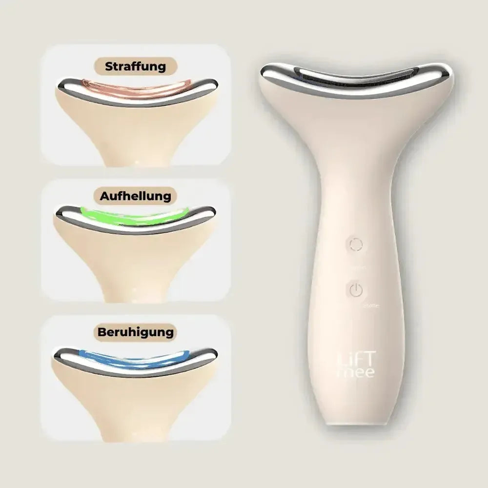LiFTmee Dermaglow 3in1 kabelloses Hautpflegegerät mit EMS-Mikrostimulation und Lichttherapie für Straffung, Aufhellung und Beruhigung der Haut