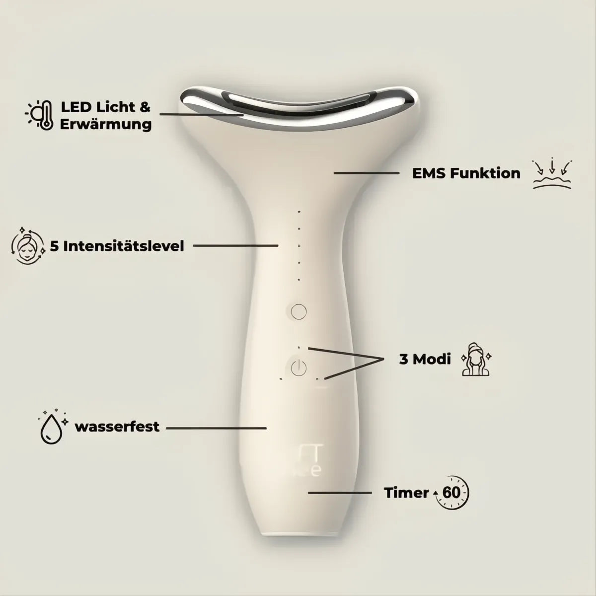 LiFTmee Dermaglow 3in1 kabelloses, wasserfestes Hautpflegegerät mit EMS, LED-Lichttherapie und Wärme für Straffung, Aufhellung und Beruhigung der Haut