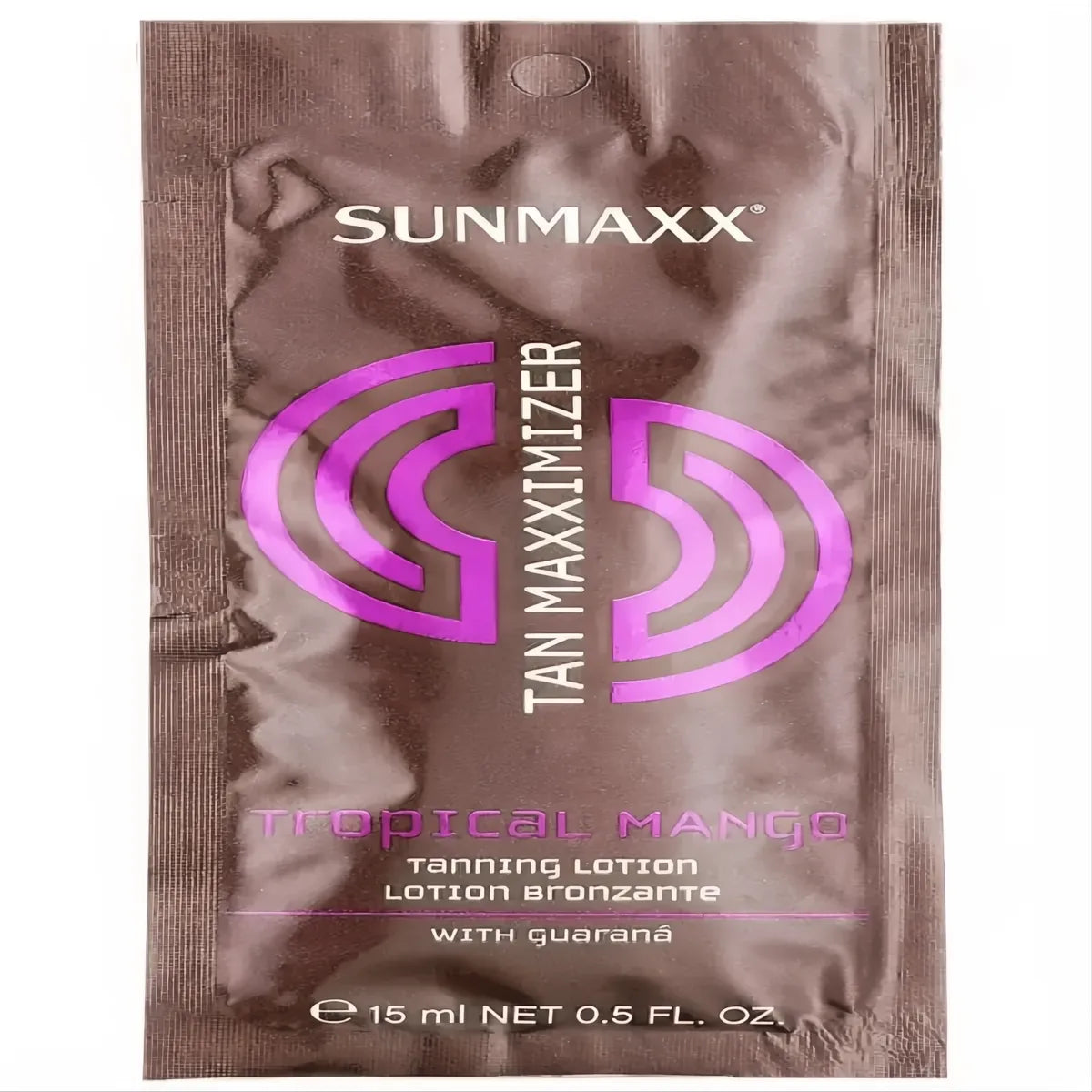 Sunmaxx Tan Maxximizer Tropical Mango tanning lotion sachet with guarana and mango scent