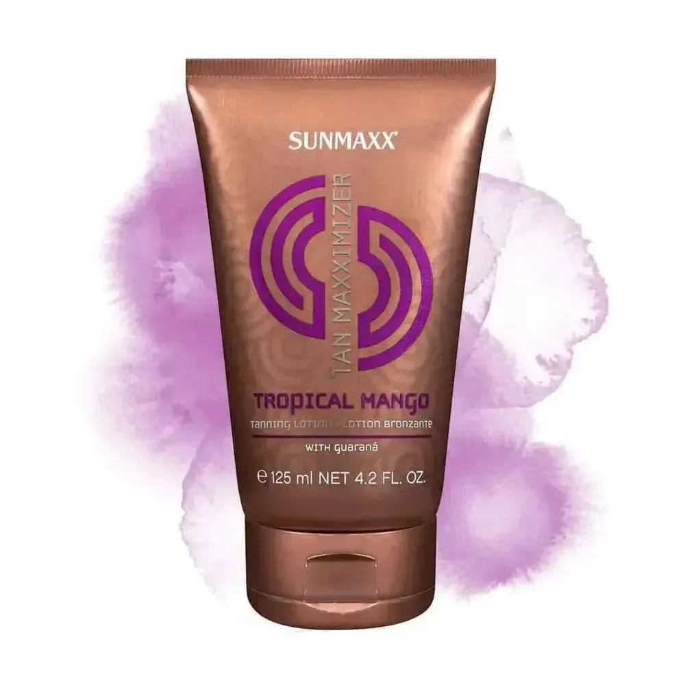 Tan Maxximizer Tropical Mango tanning lotion with guarana and mango aroma in 125ml tube