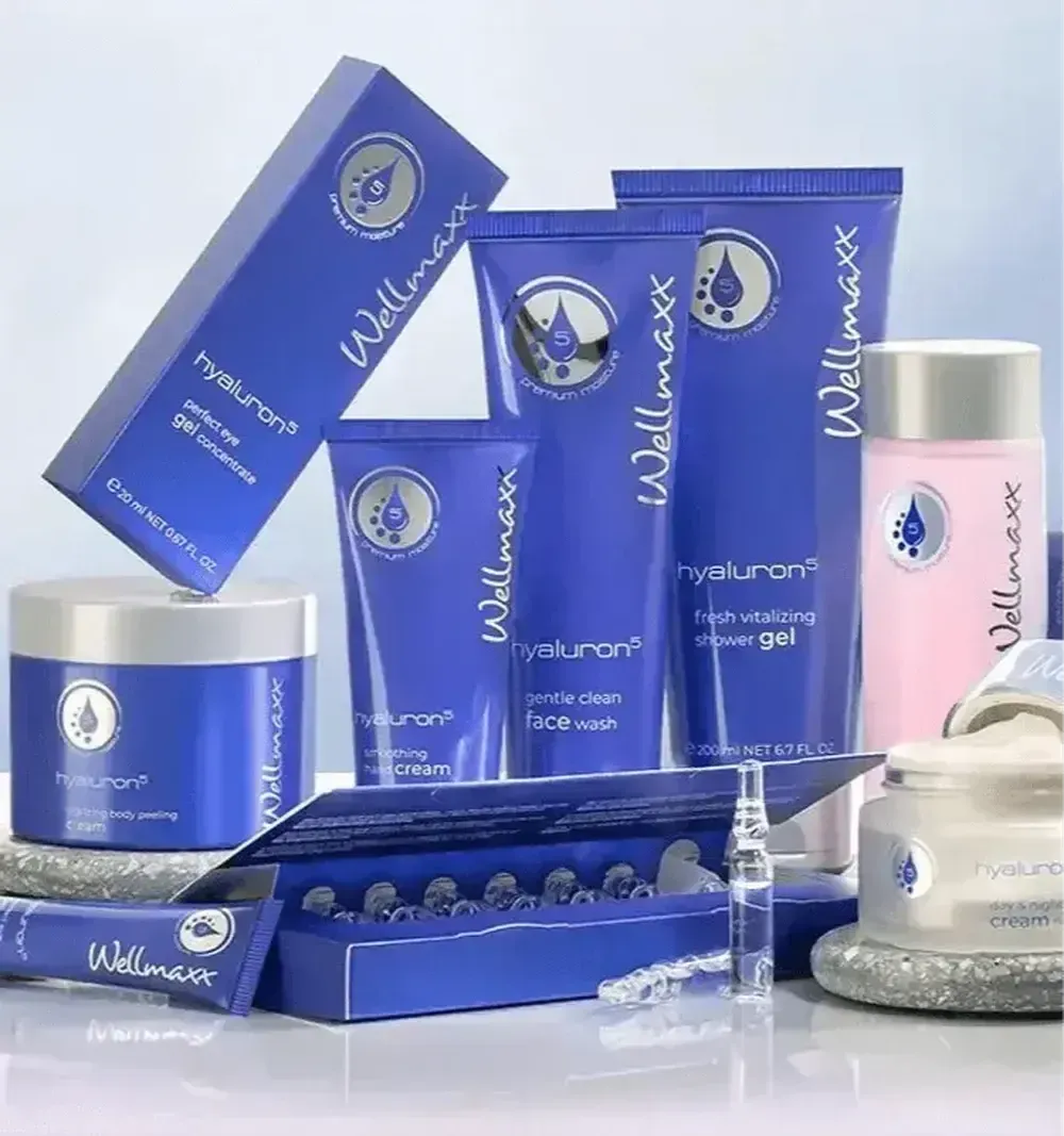 Geschenkgutschein kaufen für Wellmaxx Hyaluron5 Hautpflegeprodukte Set in blauer Verpackung