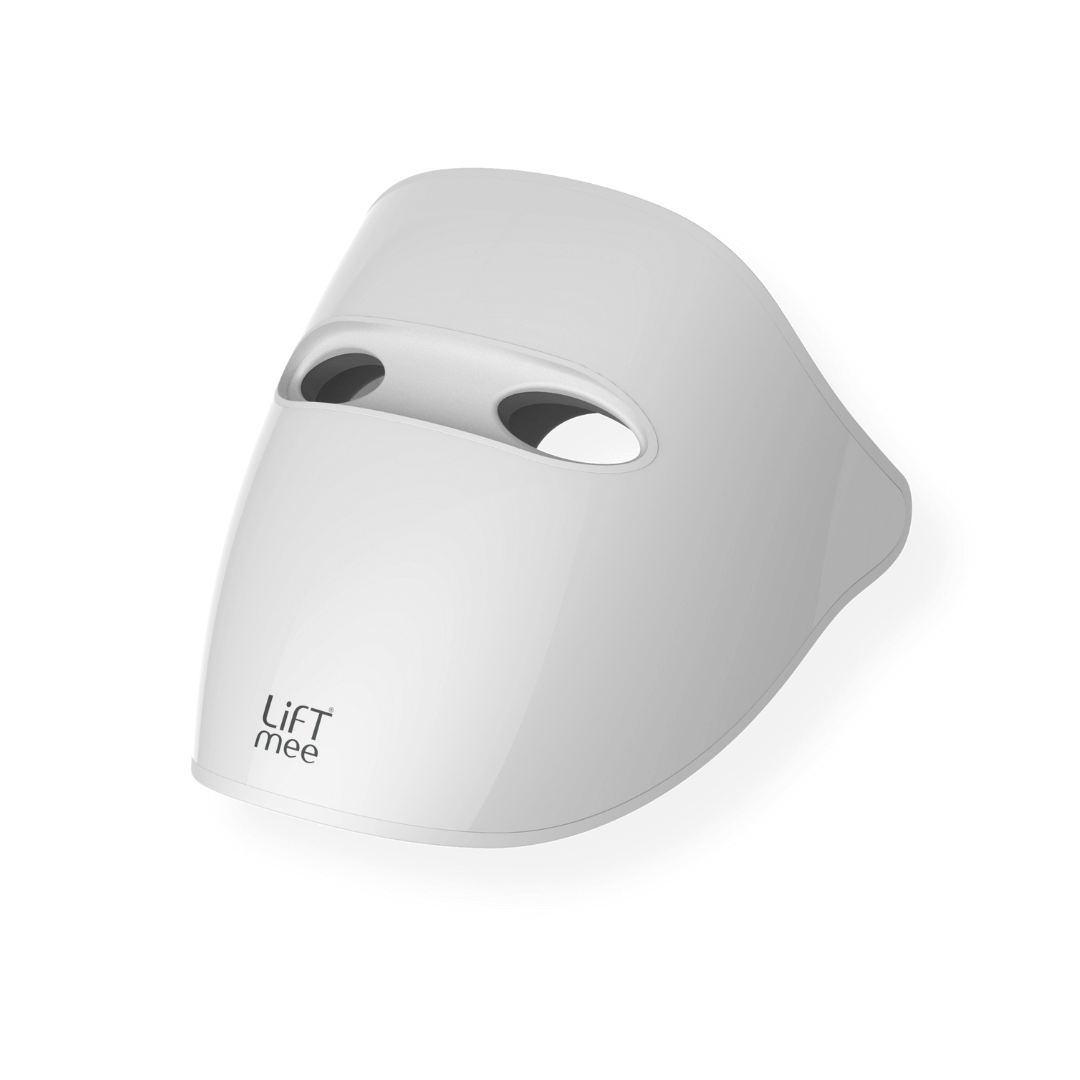 LiFTmee LED beauty mask for professional home light therapy, featuring a sleek design and advanced technology.