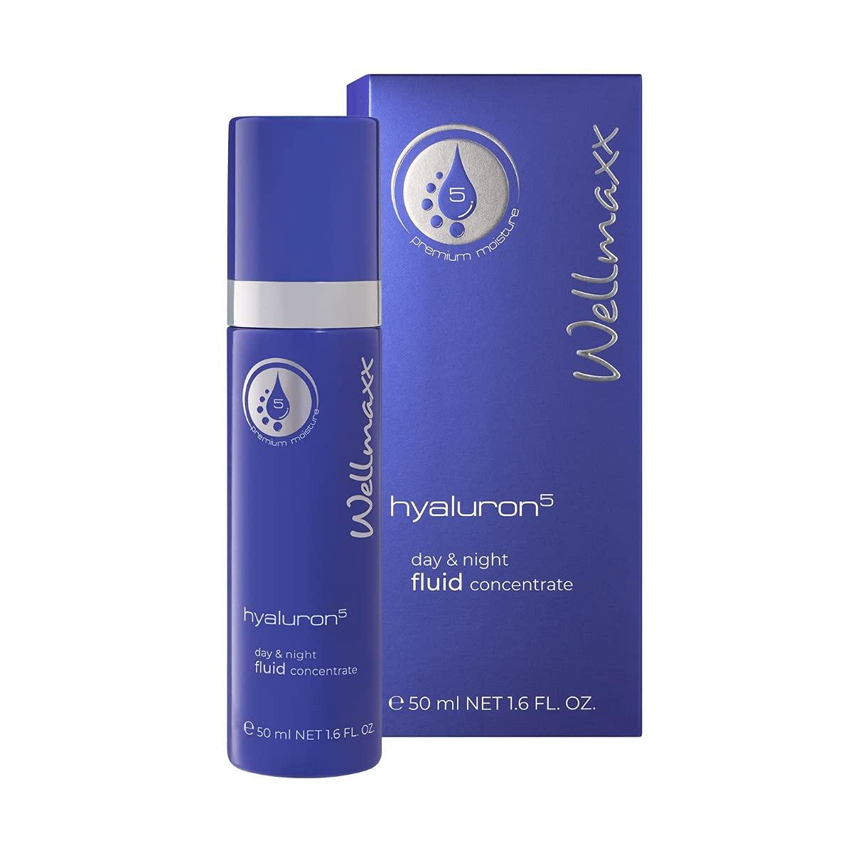 wellmaxx  Skin hydration concentrate  Lightweight fluid  Hydration booster  Hyaluronic acid concentrate  Hyaluron5 skincare  Hyaluron5 day and night fluid  Hyaluron  Fluid moisturizer  Day and night serum  Daily skincare routine  Concentrated skincare