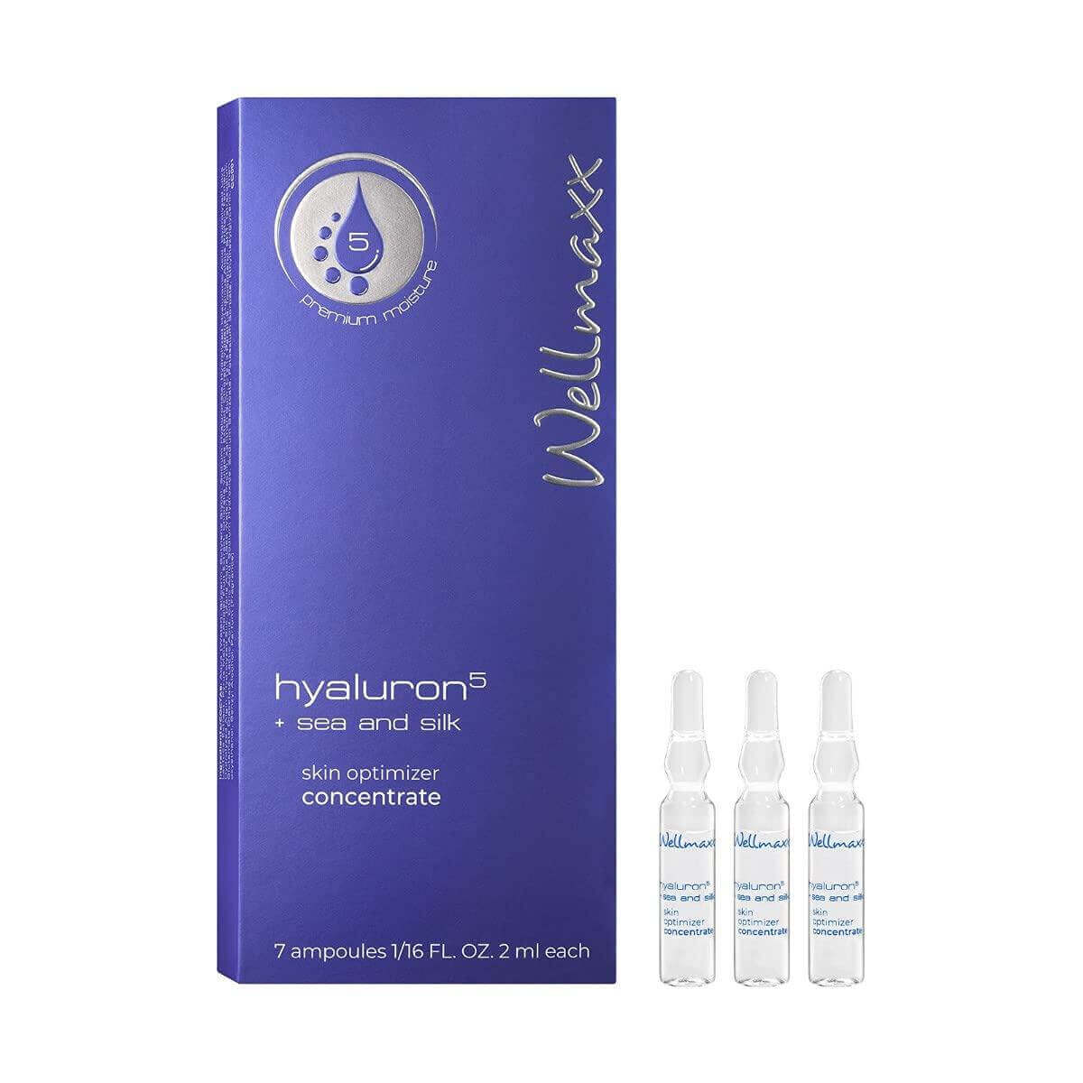 wellmaxx  Skin rejuvenating concentrate  Skin optimizer serum  Silk peptide serum  Sea mineral skincare  Sea and silk infusion  Hydration booster serum  Hyaluronic acid skincare  Hyaluron5 skincare  Hyaluron5 sea and silk concentrate  Hyaluron